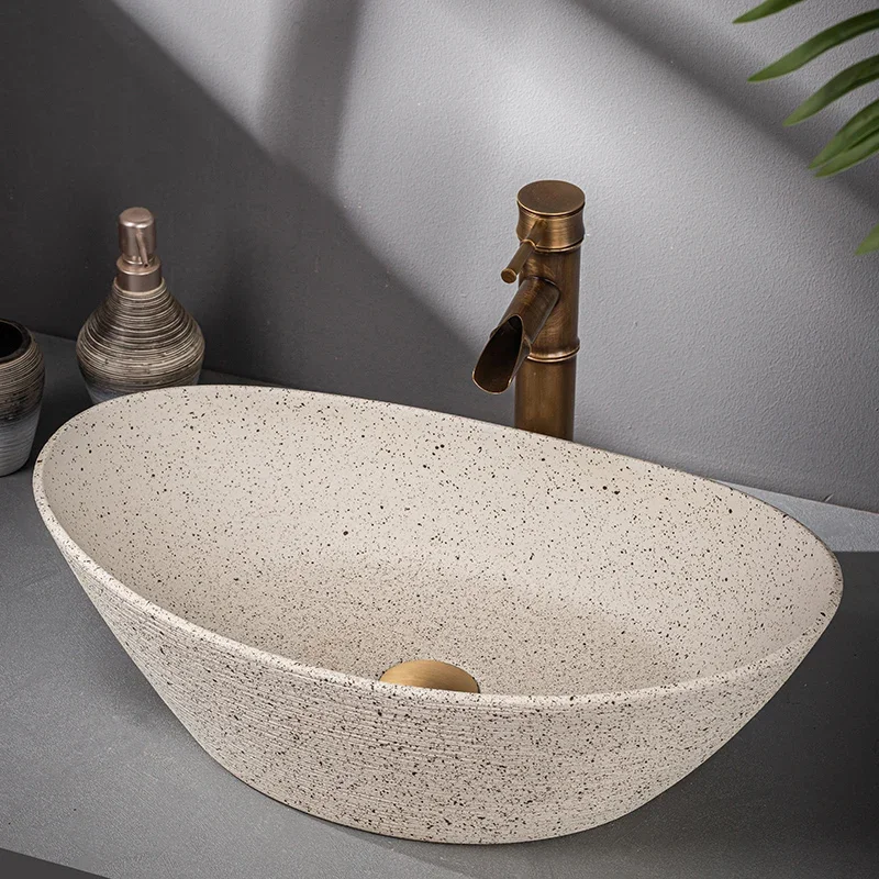 On-stage basin Antique washbasin Ceramic art retro washbasin Household bathroom Washbasin Outdoor 3