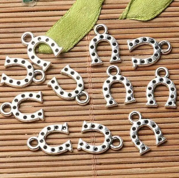 

10mm Tibetan Silver Plated 2sided Horse Shoe Charm Pendants 60pcs EF3555 Charms for Jewelry Making