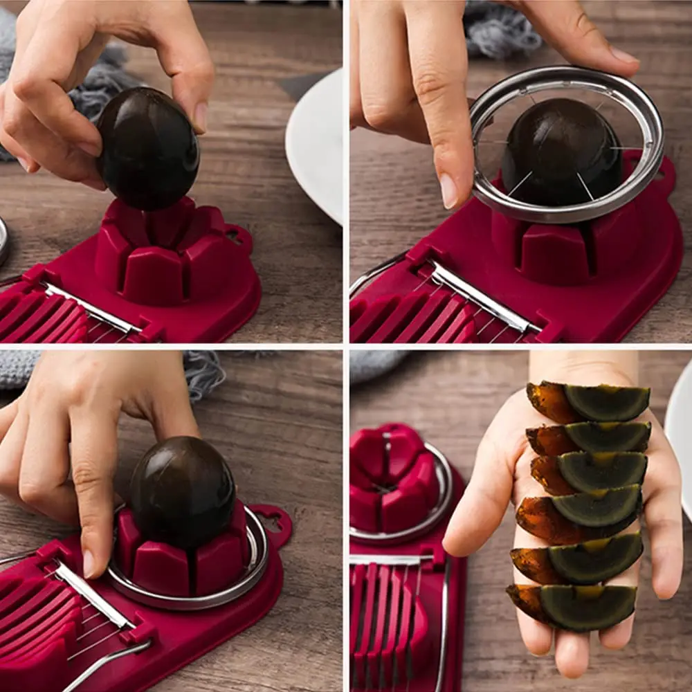 1pc 2 In 1 Egg Slicer Multipurpose Egg Slicer Hard Boiled Eggs Sturdy ABS Body Stainless Steel Wires Cutter egg cutter egg slicer
