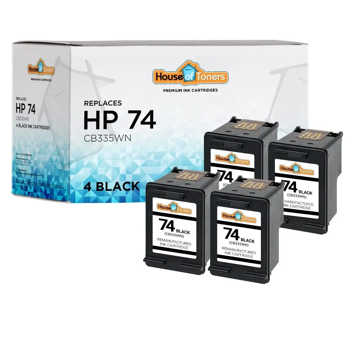 

4-pk 74 Black Cartridges for HP Photosmart C4480 C4500 C5200 C5240 C5290 C5550