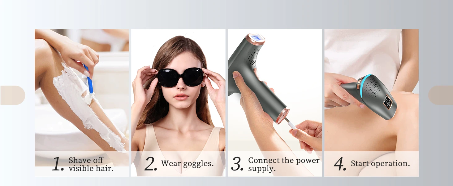 Laser Hair Removal Pro IPL Devices Painless Permanent Epilator with HR/SC/RA, 9 Energy Levels 999999+ Light Body Hair Trimmer