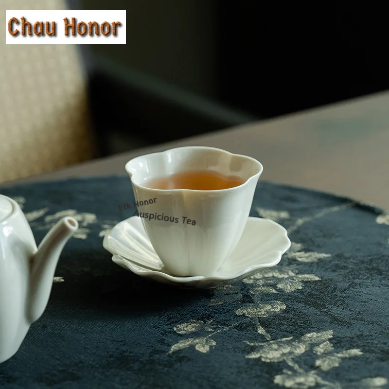 55ml Plant Ash Ceramic Teacup Japanese Tea Bowl Cute Cup Saucer Kit Tea-tasting Smelling Cup Chazhan Master Cups Chinese Tea Set