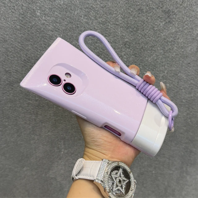 جراب هاتف سيليكون لامع من ins Lanyard BB Wash Face Cream لهاتف iPhone 16 15 14 13 12 Pro Max 3D غطاء خلفي واقٍ كامل من الصدمات 2