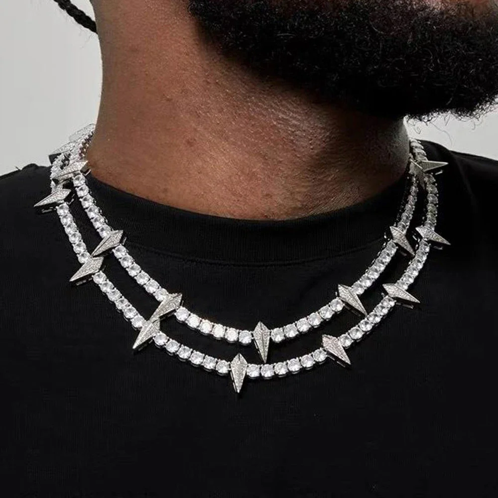 Diamond Chain Spiked Iced Out Chain 30MM Iced Out Spike Cuban Link