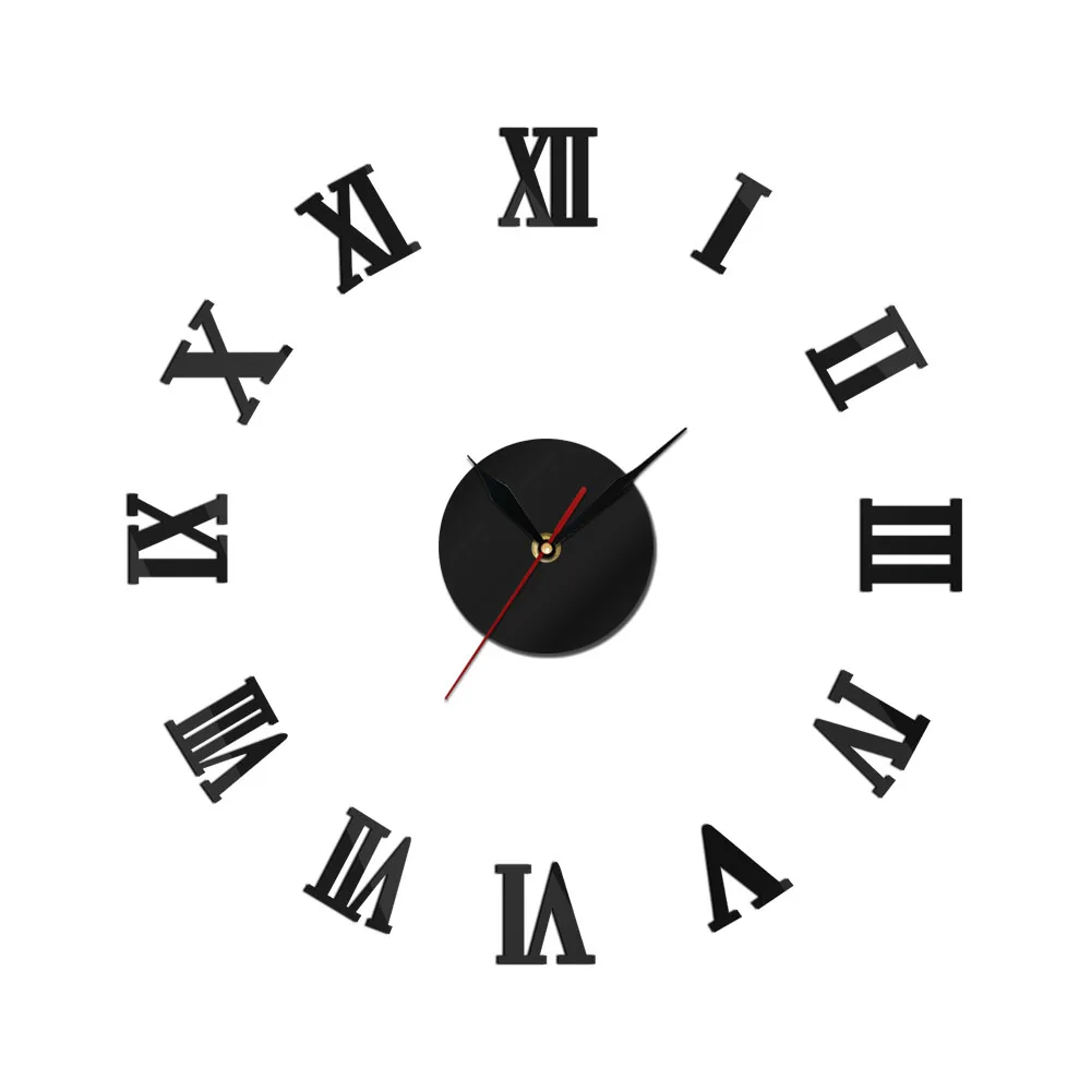 Diy Roman Numerals Large Wall Clocks Wall Stickers 3d Big/small Mirror