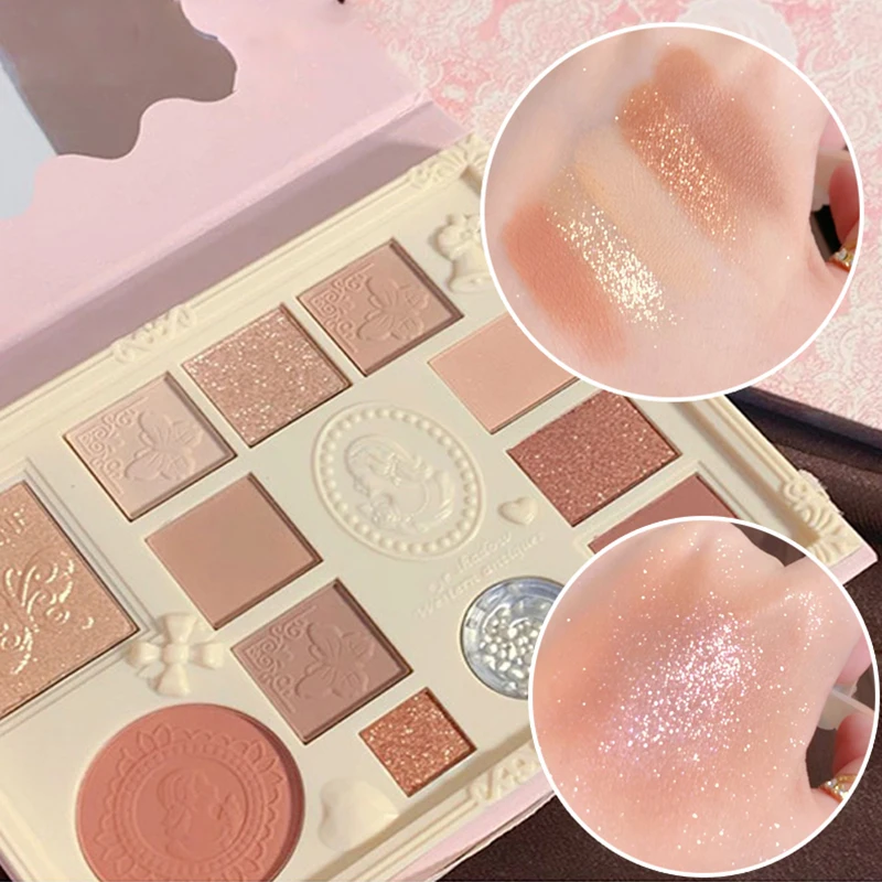 Lace Relief Eyeshadow Palette Natural Matte Glitter Pearlescent Kumquat Contour Highlighter Korean Eye Shadow Makeup CosmeticGif