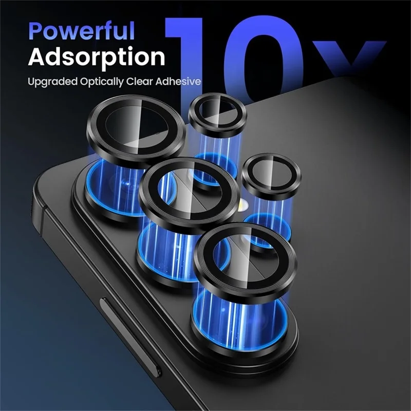 Enhanced Camera Glass Protector with Metal Ring for 8K HDR Rear Lens Cover