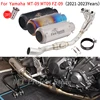 Full System Motorcycle Exhaust Escape Modify Front Link Pipe Carbon Fiber Muffler Slip-On For YAMAHA MT09 MT-09 FZ09 2021 - 2023