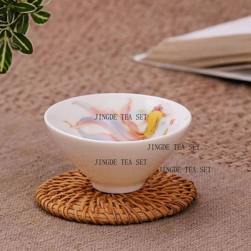Sheep fat jade white porcelain small tea cup ceramic household tea cup brewing single tea bowl