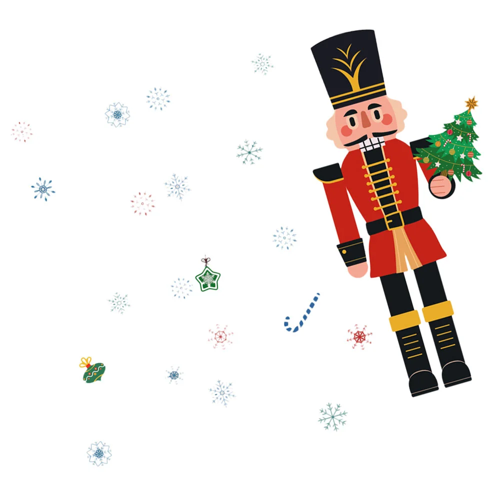 

Christmas Decoration Christmas Window Cling Wall Stickers Nutcracker Soldier Shop Window Wall Decals for New Year Decor