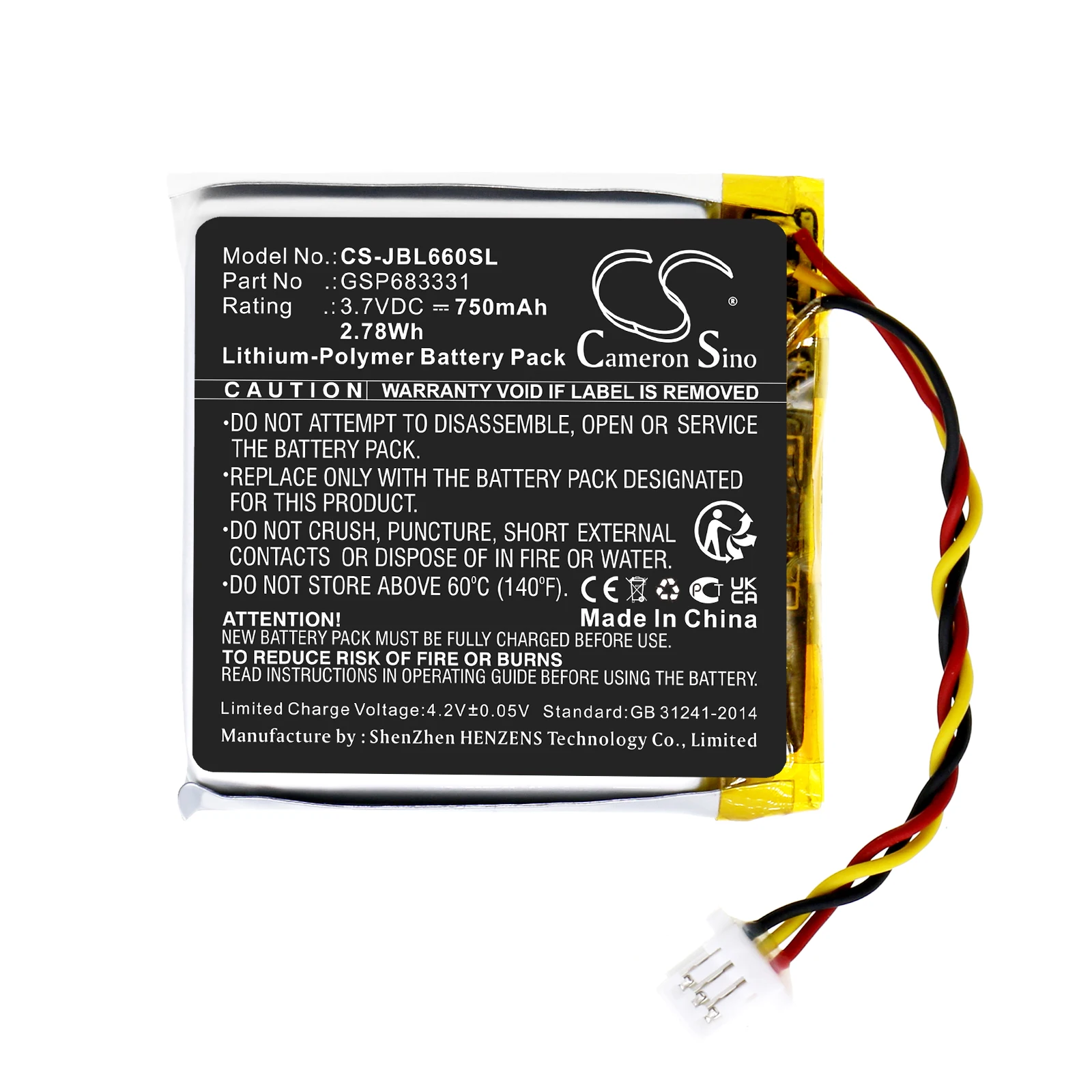 Batteria Cameron Sino 750Mah Per Jbl Live 660 Live 660Nc Gsp683331