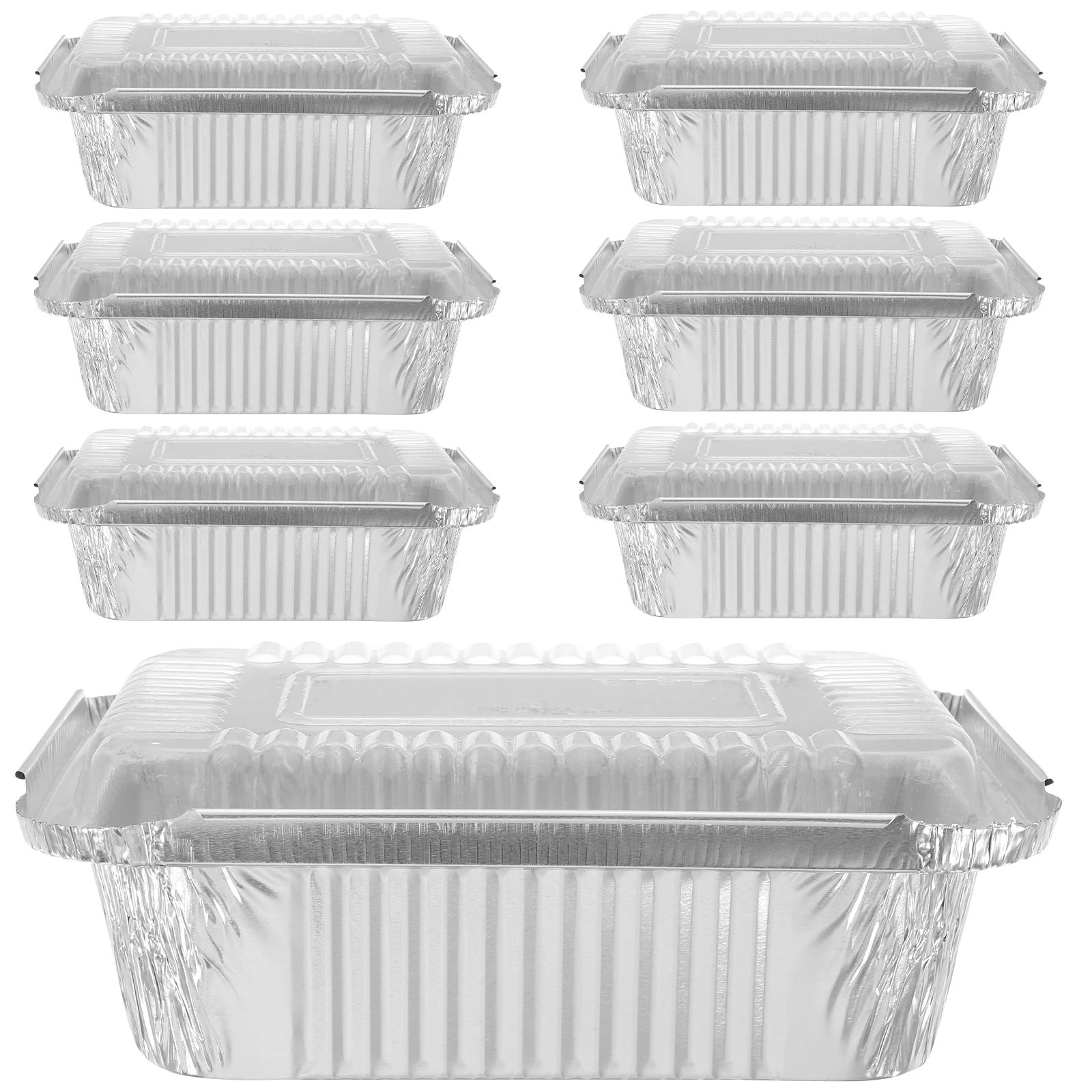 Disposable Containers 20pcs Disposable Aluminum Foil Pans Baking Pans Disposable Baking Takeout With Lid BBQ Accessories Food Storage Containers