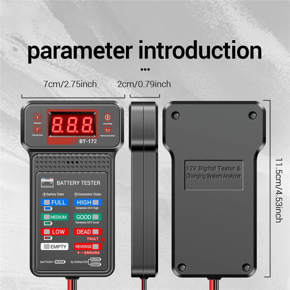 BT-171 12V Battery Tester LCD Digital Auto Battery Analyzer Charging Cranking System Tester Car Battery Checker Diagnostic Tools 4
