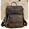 Leather Travel Fashion Purse Designer Ladies Shoulder Bags Backpack for Women Large Womens Backpack with Tassel Two-toned Brown 3