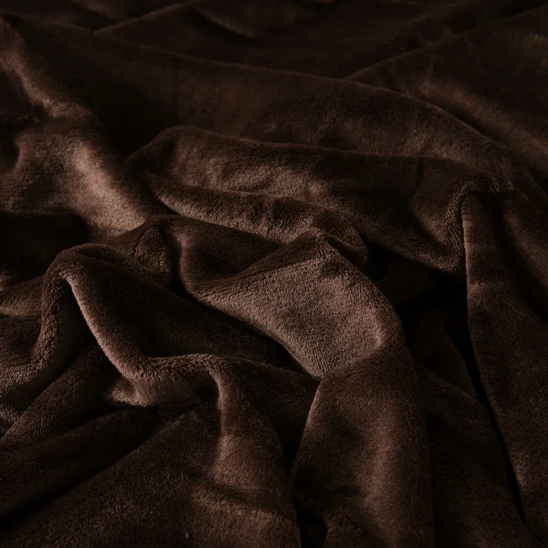 Solid Color Thickened Flannel Blanket, Office Home Multifunctional Throw Blanket, Double Sided Milk Velvet Warm Brown Bed Sheet 4