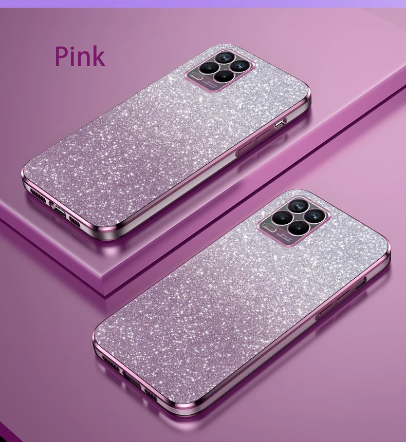 حافظة لينة من البولي يوريثان لهواتف OPPO Realme 8 ، 4G ، ترف ، بالكهرباء ، بريق ، غطاء خلفي شفاف ، Realme 8 Pro