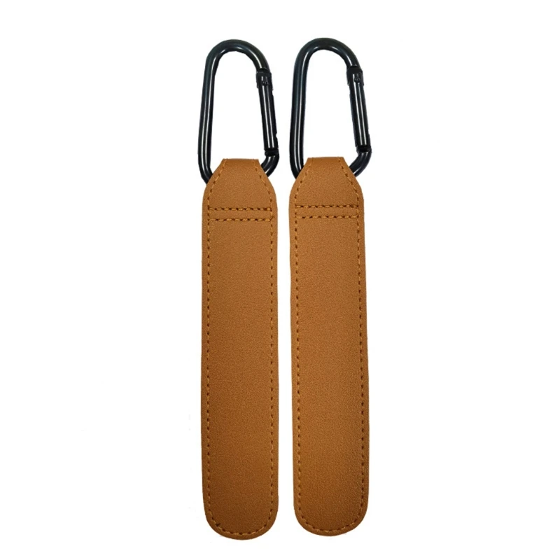 Baby Stroller Hooks Clips Stroller Accessories Aluminum Alloy Carabiner for Hanging Diaper Bags PU Leather
