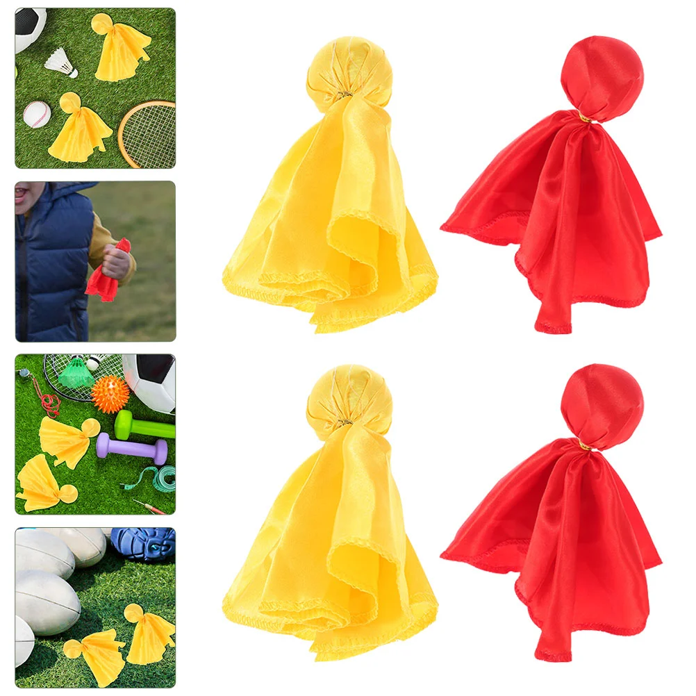 

4 Pcs Rugby Small Yellow Banner Flag Soccer Penalty Football Game Accessory Tossing Flags Kick Sports Props Nylon Party Referee