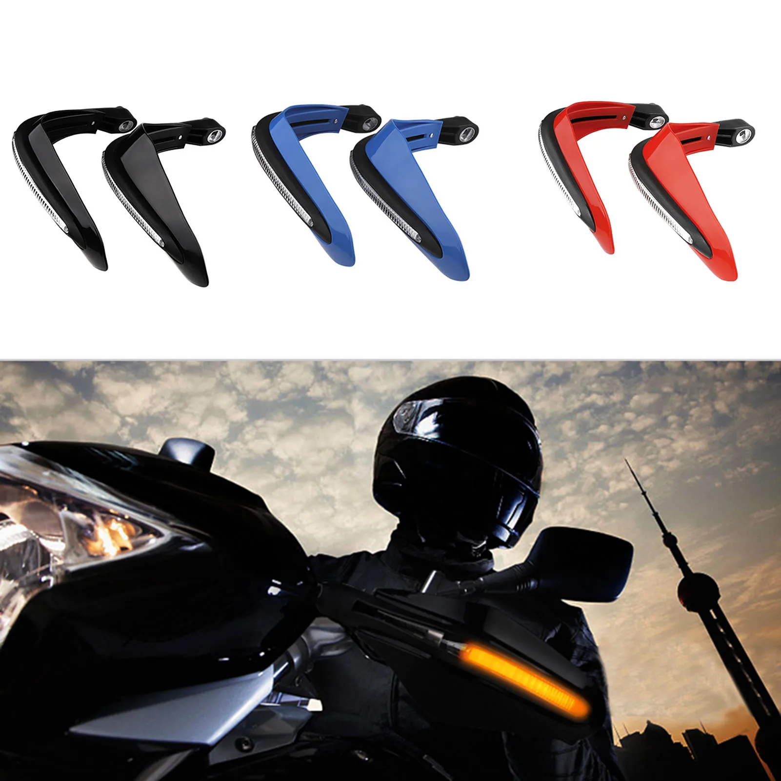 2Pcs Universal Motorcycle Handguards Handguards with LED Light Motorcycle Handguard Handlebar Protector