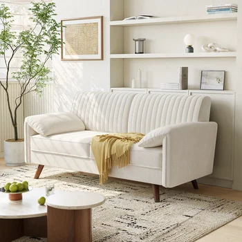 64.5" Loveseat Sofa, Chenille Loveseat, Small Couch for Living Room, Deep Seat Love Seat Comfy Couches for Small Spaces 1
