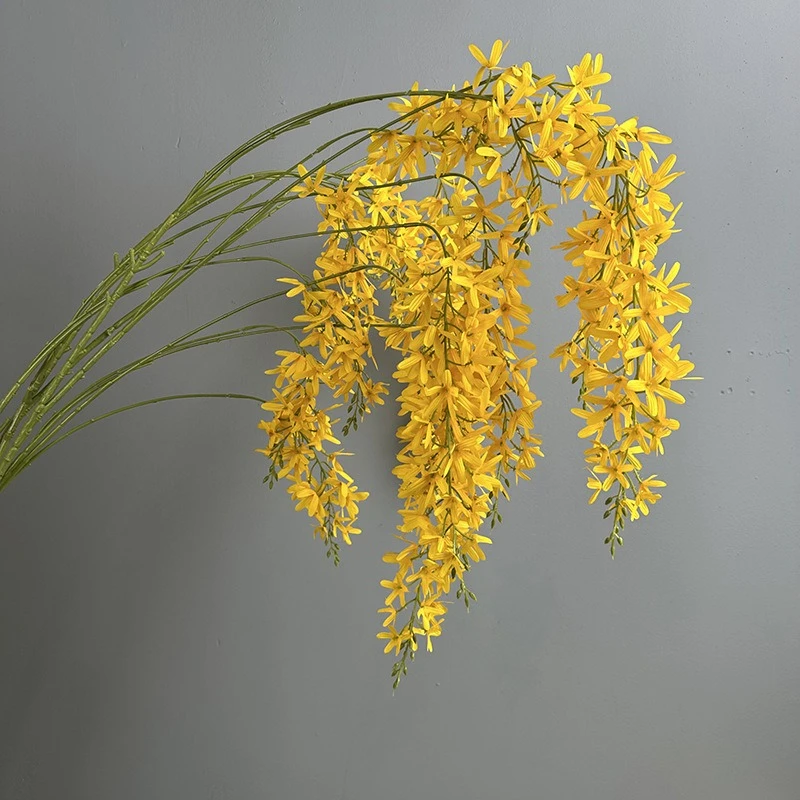 5 Stück 153cm Seiden-Hängeblumen Künstliche Glyzinien-Zweige für Festival- und Partydekoration Simulierte Gelbe Glyzinien Kunstblumen