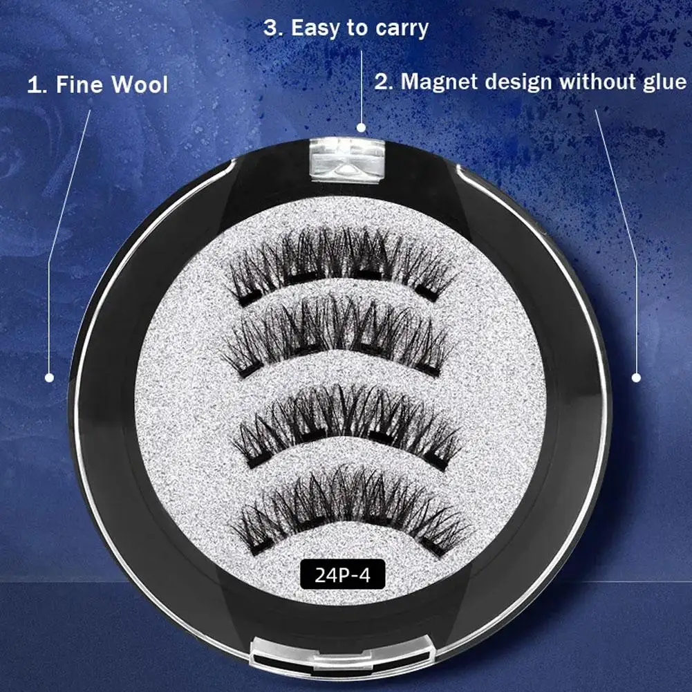 3D Magnetic Reusable Fake Eyelashes 2 Pair with 4 Lashes
