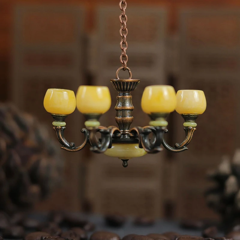 

Kid's Realistic Dollhouse Furniture Chandelier Light Preschool Pretend Play Sand Table Toy Scaled Model LED Ceiling Lamp