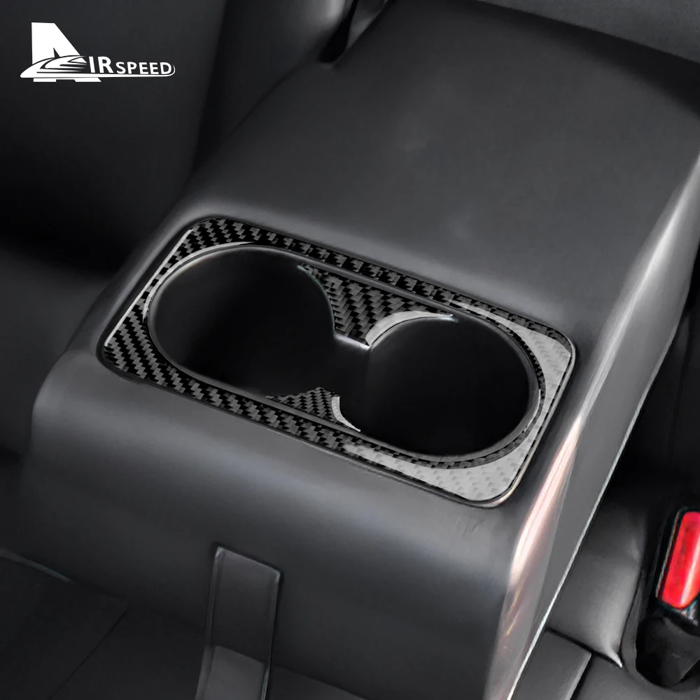 기아 스팅어 2019 2020 2021 2022 2023 LHD RHD용 진짜 부드러운 탄소 섬유 스티커, 자동차 뒷좌석 물컵 인테리어 액세서리