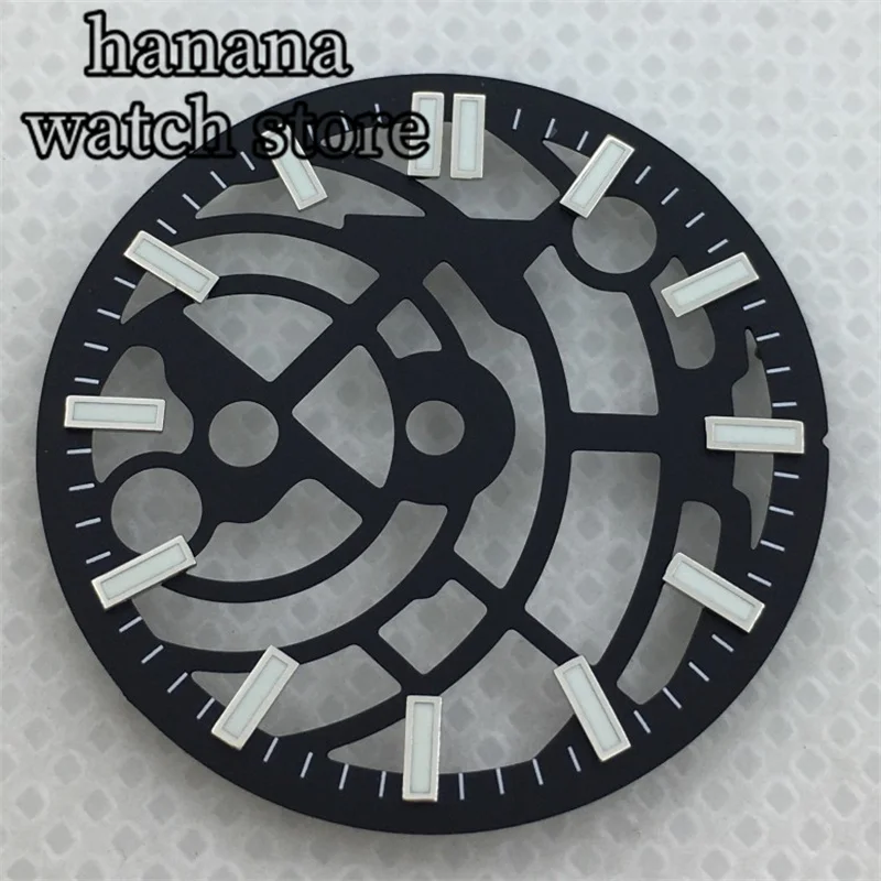 Hollow Skeleton Dial 28.5mm with Multi-Color Design and Green Luminous Features