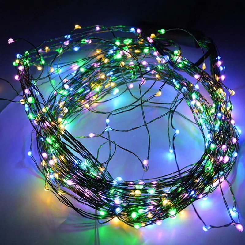 Led String Lights 10m 33ft 100led Us Plug Powered Outdoor Rgb Copper Wire Christmas Festival Wedding Party Decoration tuya eu 16a wifi smart outdoor plug ip65 waterproof smart double socket smart plug eu standard outdoor rainproof socket