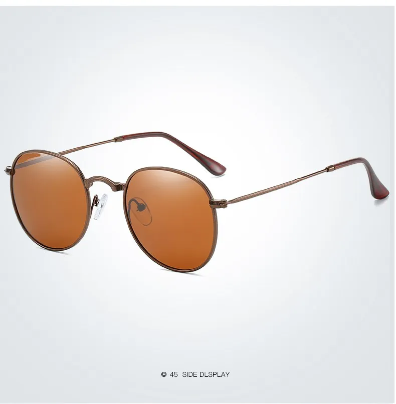 Klassische Vintage Runde Polarisierte Sonnenbrille Männer Marke Designer Polaroid Sonnenbrille Frauen Metall Rahmen Schwarz Objektiv Brillen_voghion.com