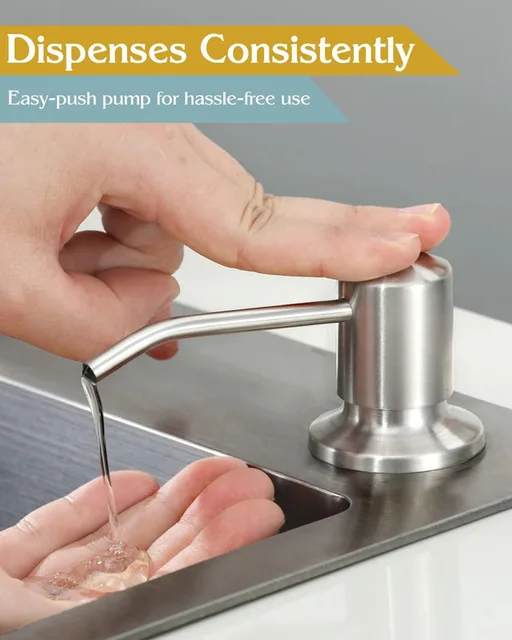 304 สแตนเลสสตีลกด-ประเภทอ่างล้างจานเครื่องจ่ายสบู่ 17 ออนซ์/500 มิลลิลิตร 120 มิลลิเมตรหลอดห้องครัวห้องน้ําปั๊มสบู่เหลว 2