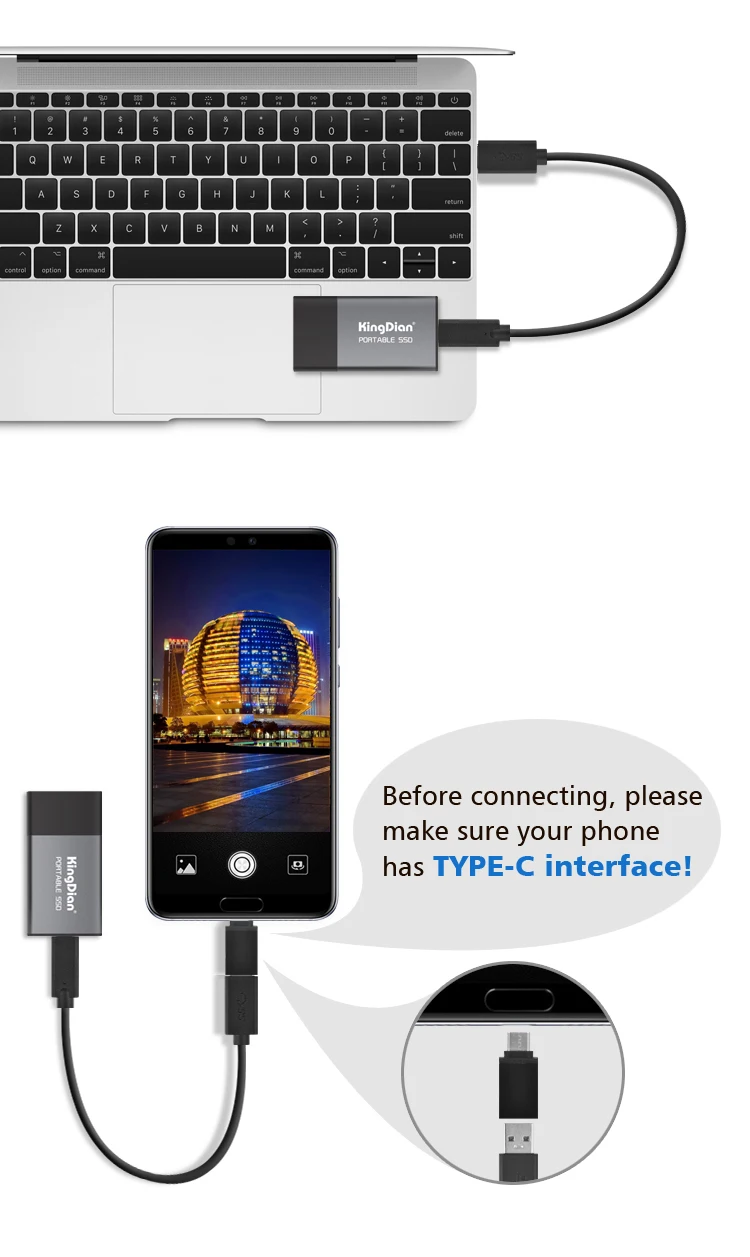 KingDian ޴ SSD 120GB 250GB USB-C, USB 3.0  ָ Ʈ ̺, Ʈ  Mac, ȸ