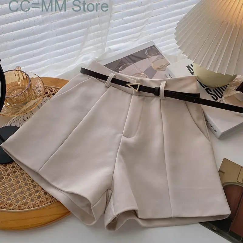 New High Waist Shorts for Women Fashion Casual Loose Solid Wide Leg Pants Shorts Chic Office Ladies Womens Shorts
