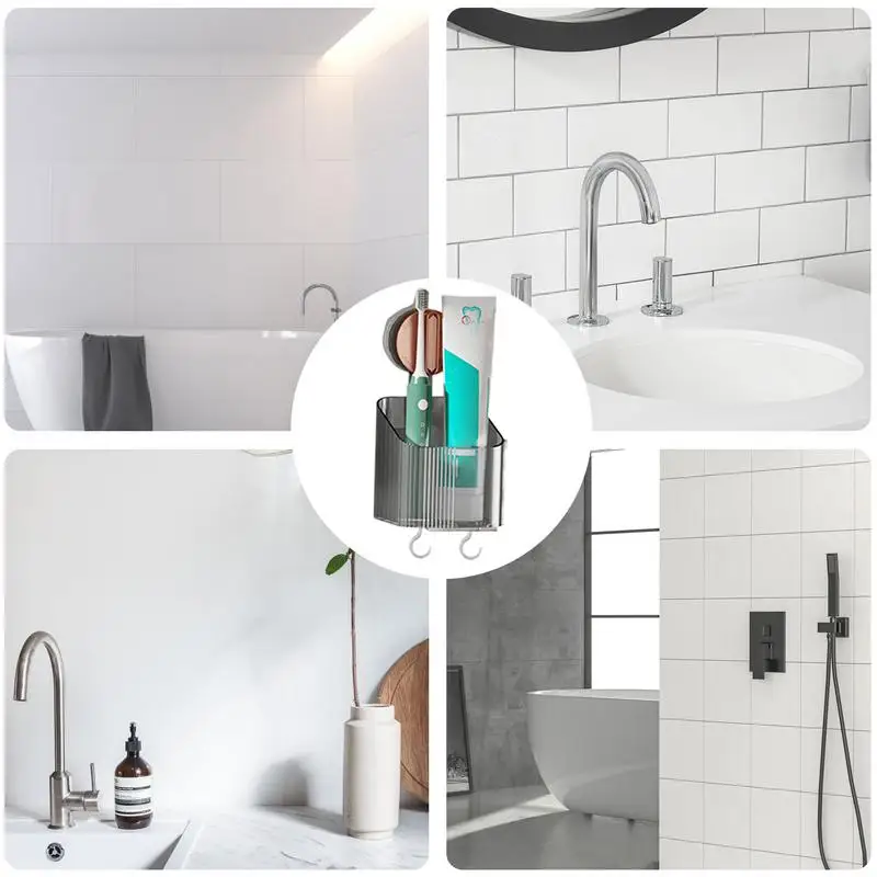 Wall Suction Cup Basket Wall Mount Organizer Bin Suction Cup Organization Rack Toothbrush Holder Toiletries Container For