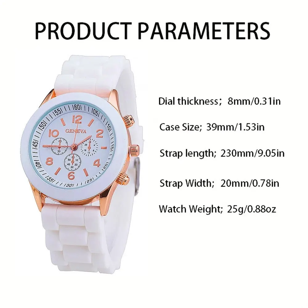 Quartz Watch 2 Black And White Rubber Straps Circular Dial Quartz Watch 2 Combination Bracelets Suitable Daily Life