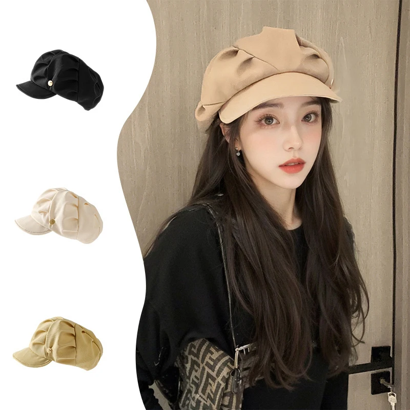 

Women's Autumn Winter Retro Beret French Artist Warm Hat Beret Women's Solid Octagonal Hat Fashionable Girls' Cap