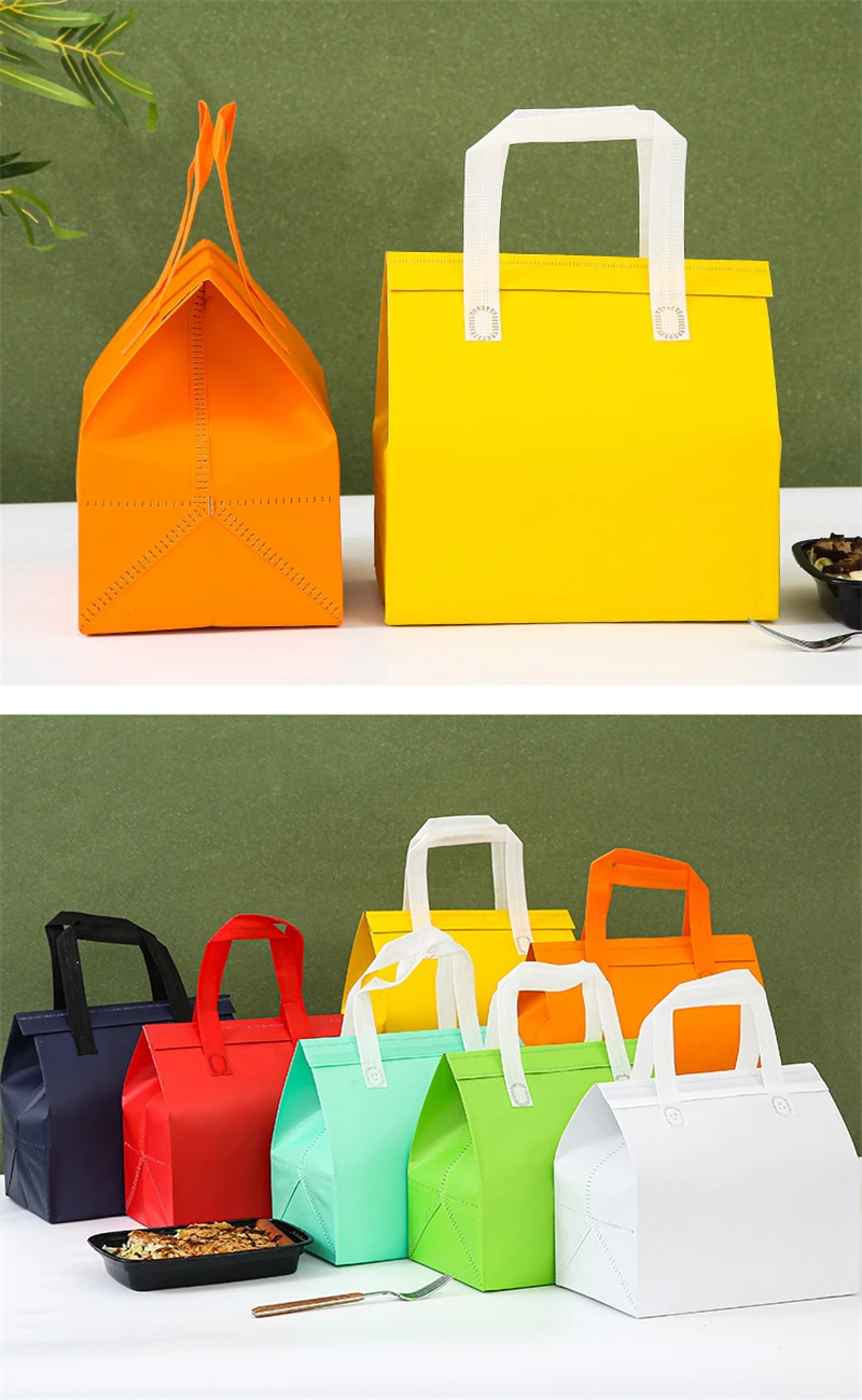 10pcs Non-Woven Insulated Tote Bags Reusable Fabric Pouches for Food, Cake, Drinks, Gro... - SKU NITB1058 - UGI Packaging