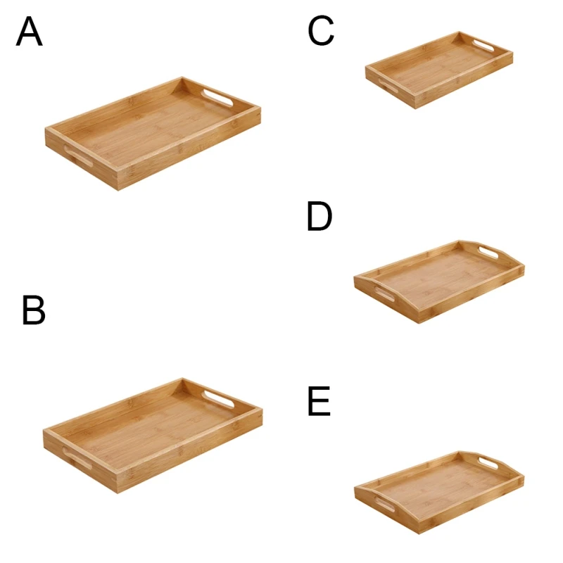 Bamboo Wooden Rectangular Tea Tray Solid Wood Serving Tray Home Tea Water Cup With Handle Elegant Dinner Fruit Food Plate