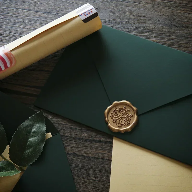 5pcs Solid Green Paper Envelopes for Letters Cards kraft paper envelopes mailing envelopes