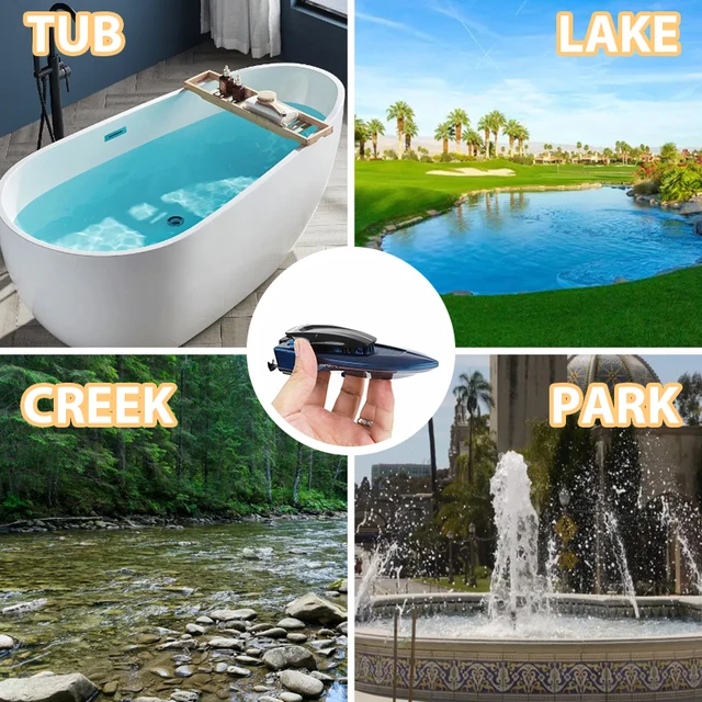 Mini RC Boats High Speed Electronic Remote Control Racing Ship with Led Light Children Competition Water Toys for Kids Gifts 2