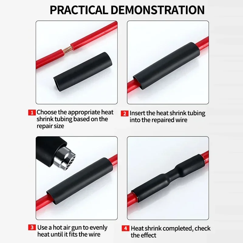 4:1 Heat Shrink Tube With Glue Thermoretractile Heat Shrinkable Tubing Dual Wall Shrink Tubing 4 6 8 12 16 20 24 32mm
