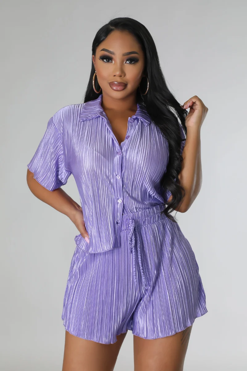 

KEXU Vintage Pleated Women's Set Short Sleeve Shirt Blouse and Shorts Suit 2023 Summer Street Two 2 Piece Set Outfit Tracksuit
