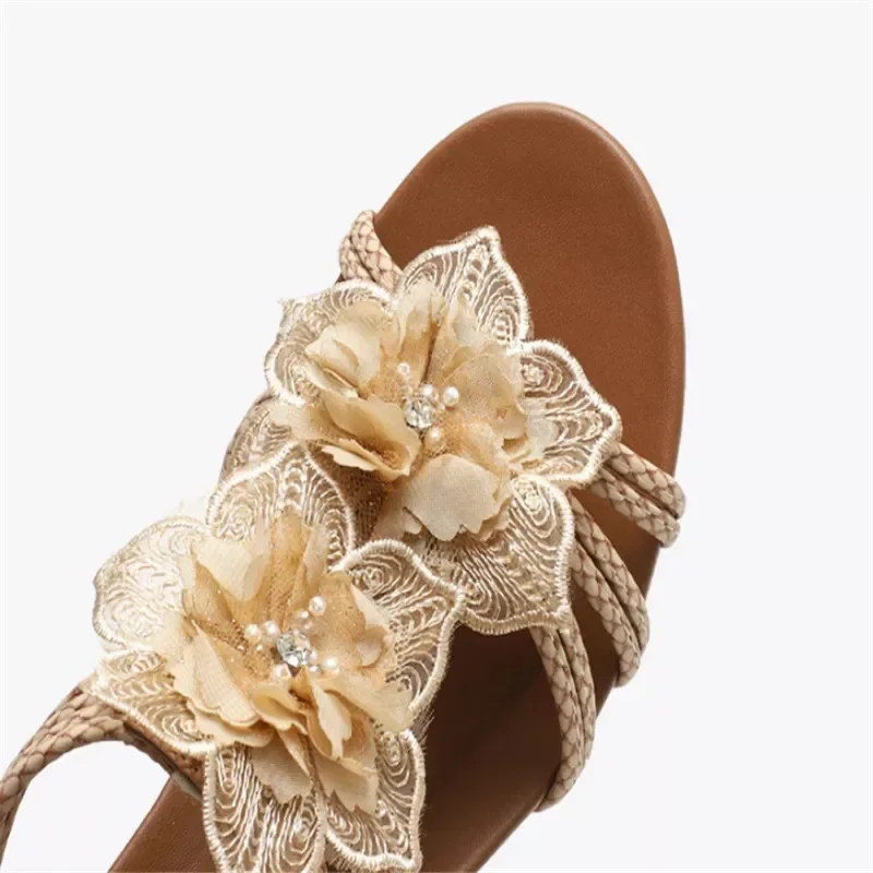 BEYARNE Women's Shoes Fashion Summer Retro Flower Sandals Large Size for Beach women sandals