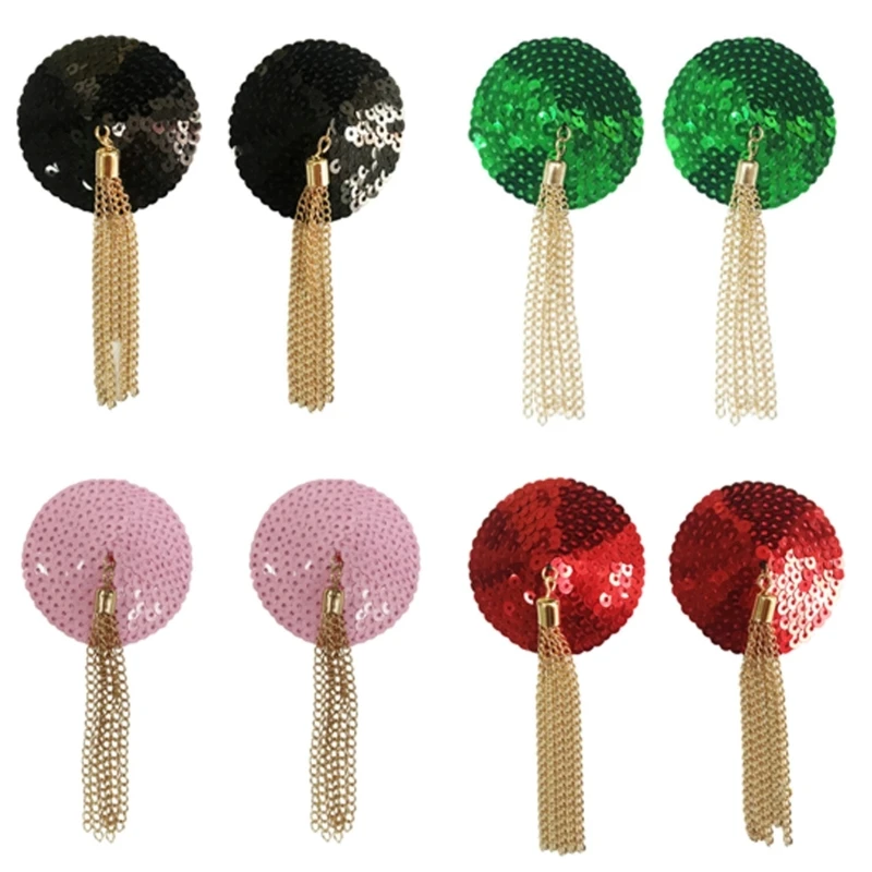 

Sequins Fringed Pasties Stickys Bras Nipple Cover Reusable Pasty Breast Cover Self-Adhesive Nipple Stickers for Women