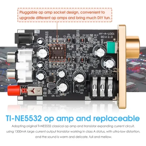 Douk Audio-U3 미니 퓨어 클래스 A 헤드폰 앰프, HiFi 초소형 홈 데스크탑 스테레오 앰프, HD580/HD600/HD650 헤드셋용 5