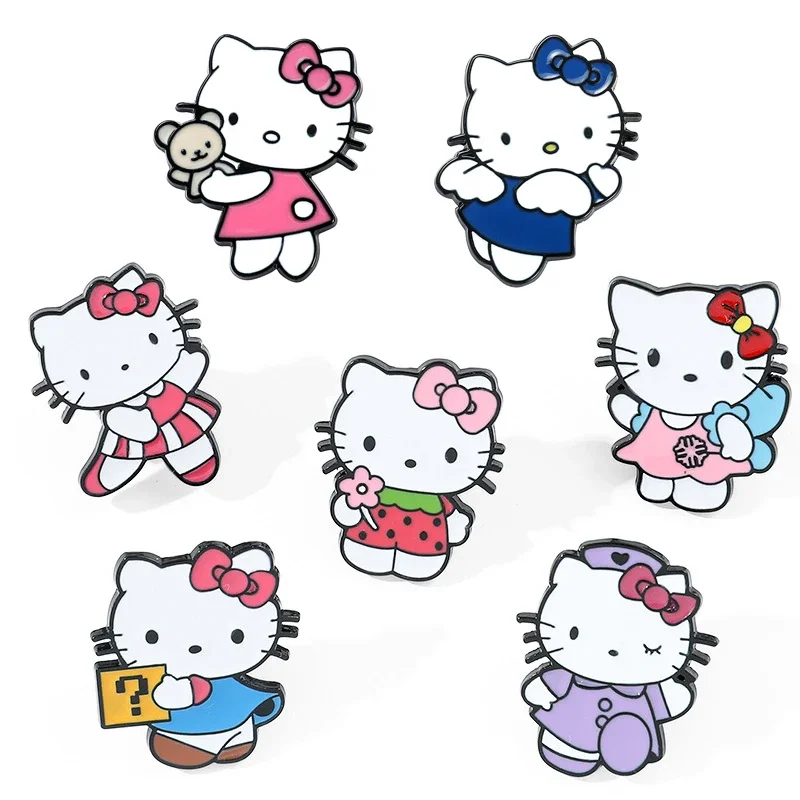 

Cute Sanrio Cartoon Hello Kitty Brooches Creative Fashion Jewelry Melody Kuromi Cinnamoroll Anime Metal Badge Enamel Lapel Pins