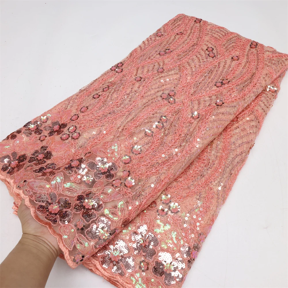 African White Sequin Lace Fabric Fuchsia High Quality Lace French Tulle Lace Fabric Nigerian Lace Fabrics For Wedding LY1852 latest african organza with sequin lace french sequin lace fabric high quality 2020 nigerian tulle mesh lace fabric for garment