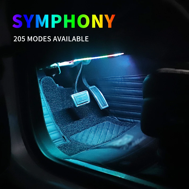 LED Car Foot Light Dynamic Colorful Ambient Lamp USB App Remote Box Control Multiple Modes Automotive Interior Decorative Lights |