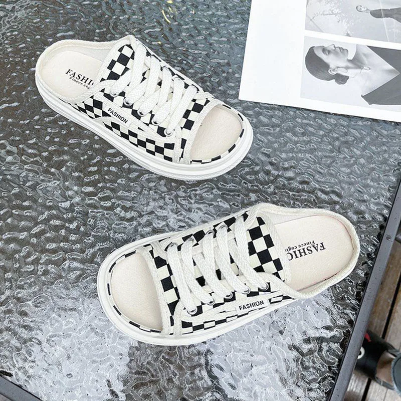 Thick-Soled Canvas Wearing Muffin Women'S Sandals And Slippers.